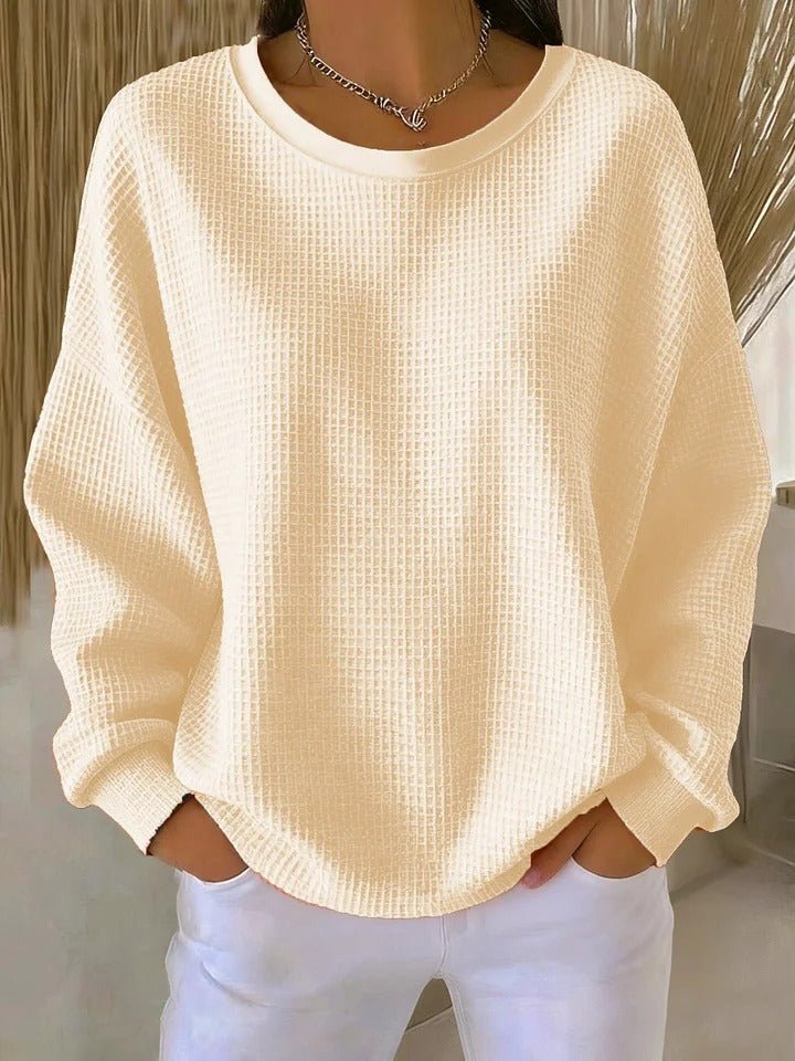 Women's Waffle Knit Jumper Relaxed-Fit