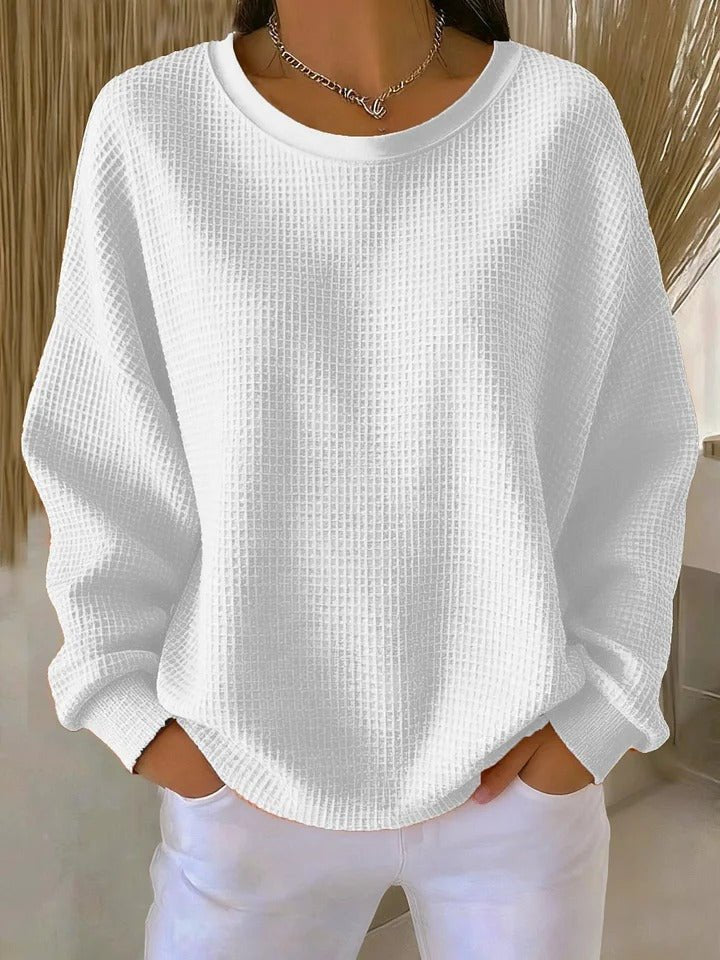 Women's Waffle Knit Jumper Relaxed-Fit