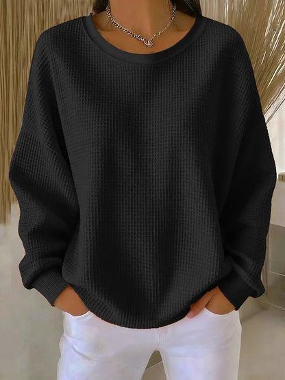Women's Waffle Knit Jumper Relaxed-Fit