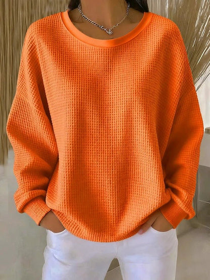 Women's Waffle Knit Jumper Relaxed-Fit