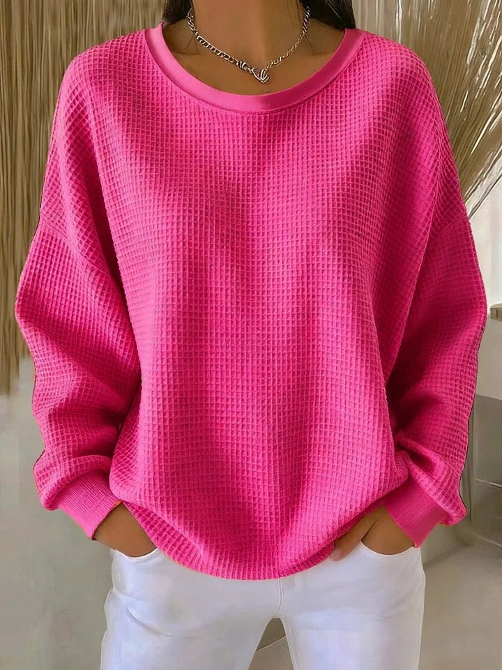 Women's Waffle Knit Jumper Relaxed-Fit