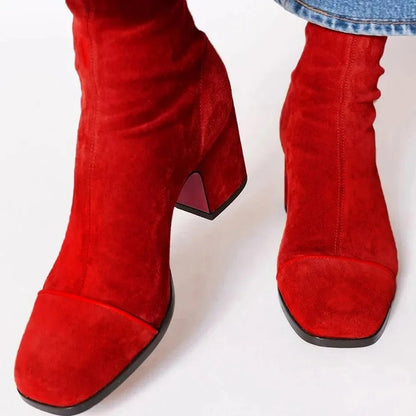 Women's Suede Heeled Ankle Boots Cushioned