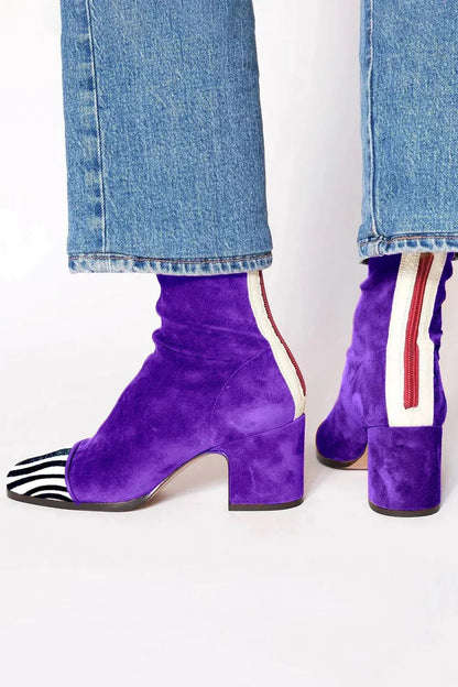 Women's Suede Heeled Ankle Boots Cushioned
