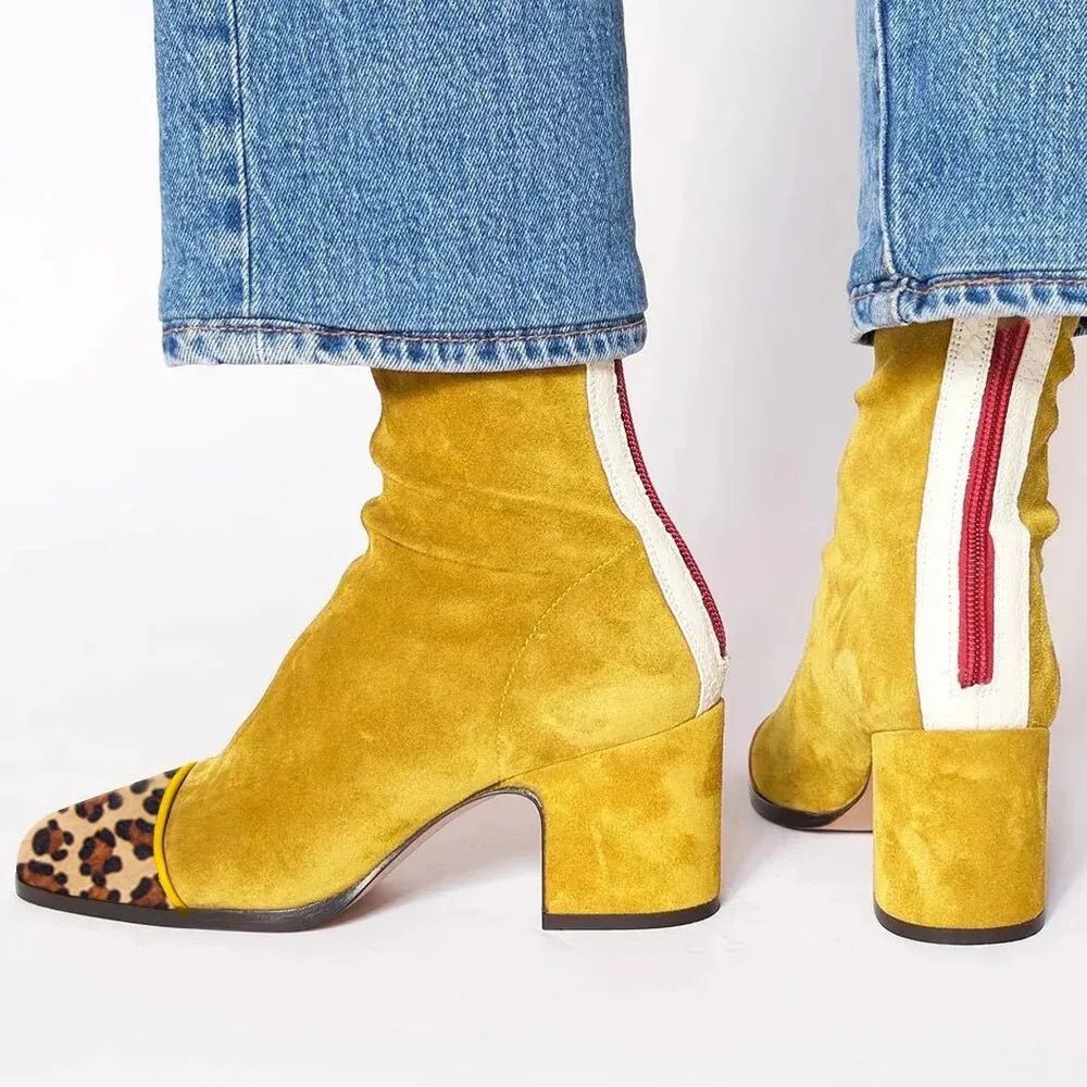 Women's Suede Heeled Ankle Boots Cushioned