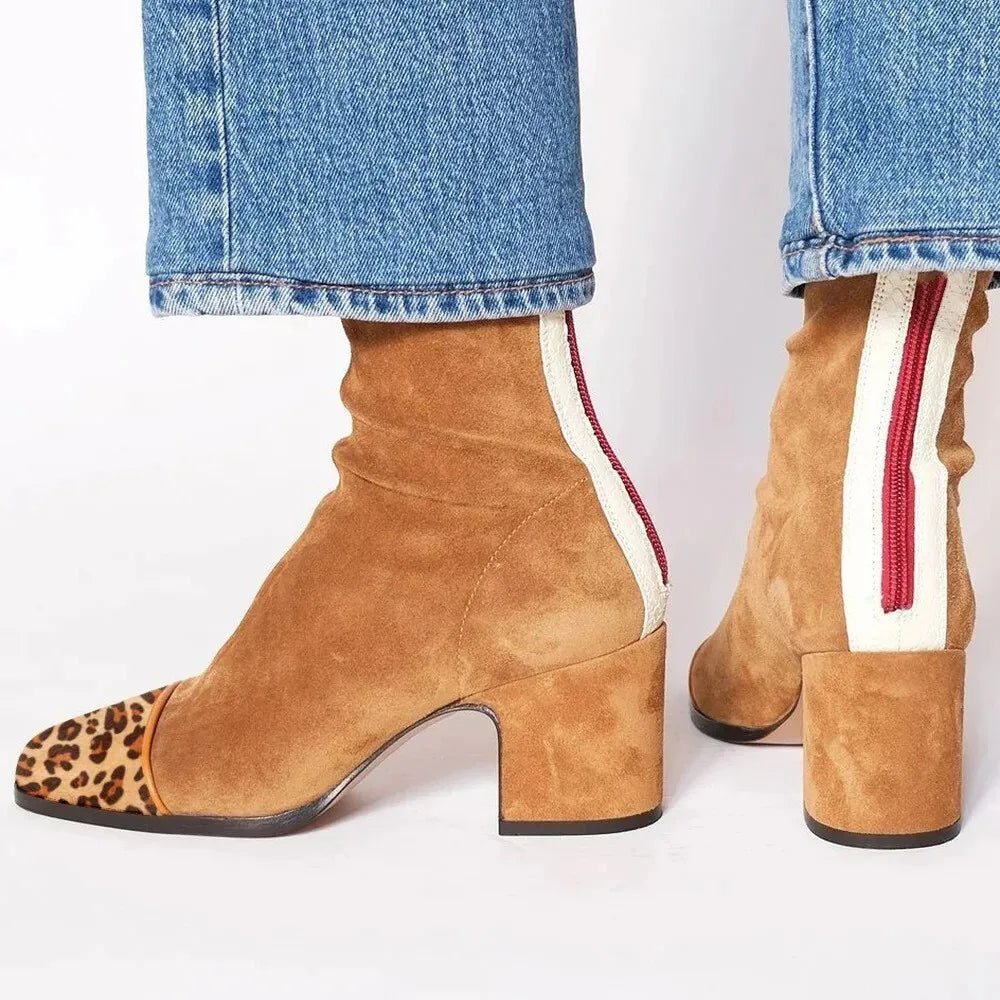 Women's Suede Heeled Ankle Boots Cushioned