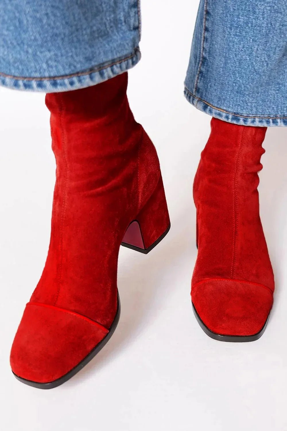 Women's Suede Heeled Ankle Boots Cushioned