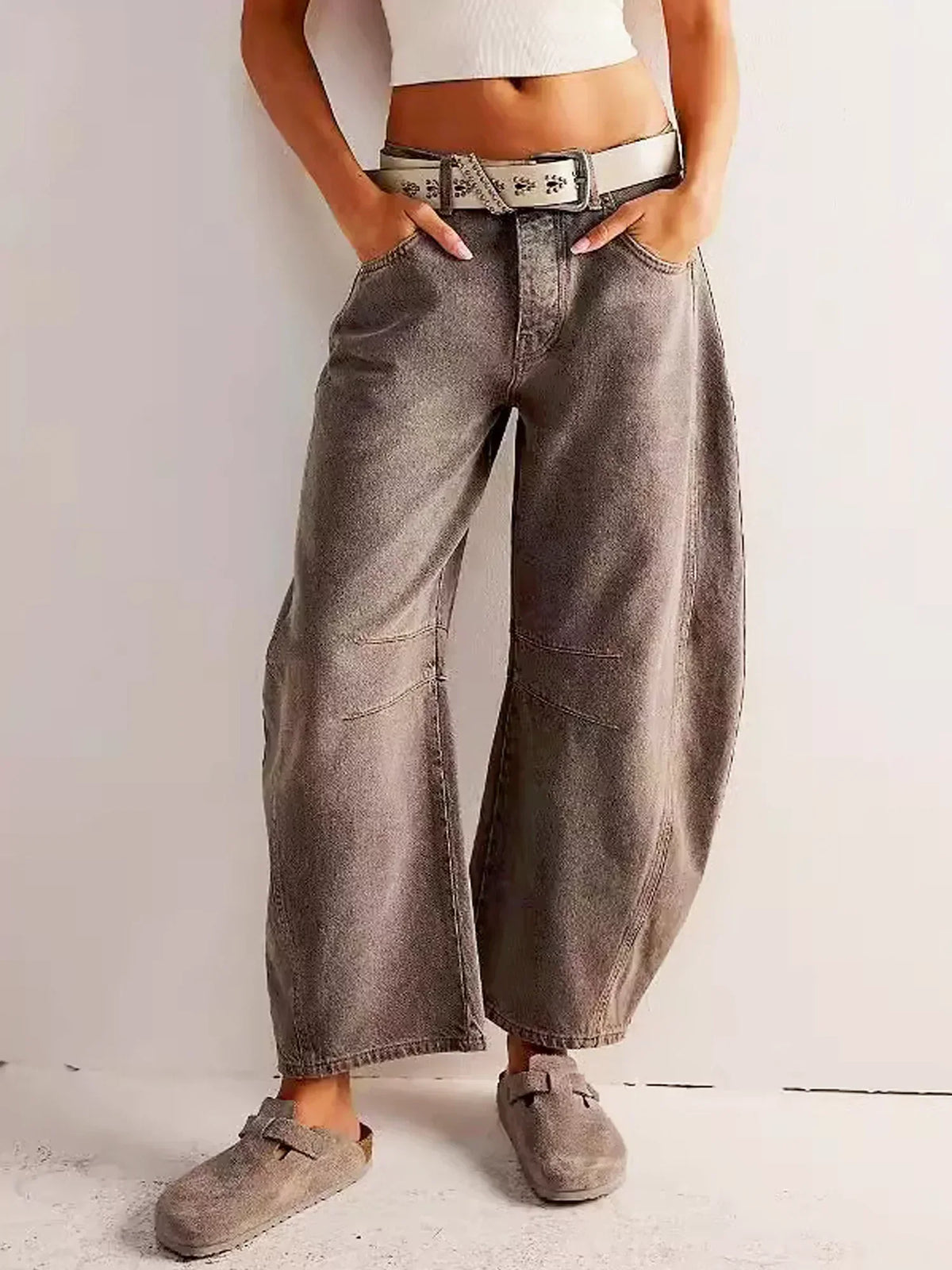 Women's Leopard Print Wide-Leg Jeans