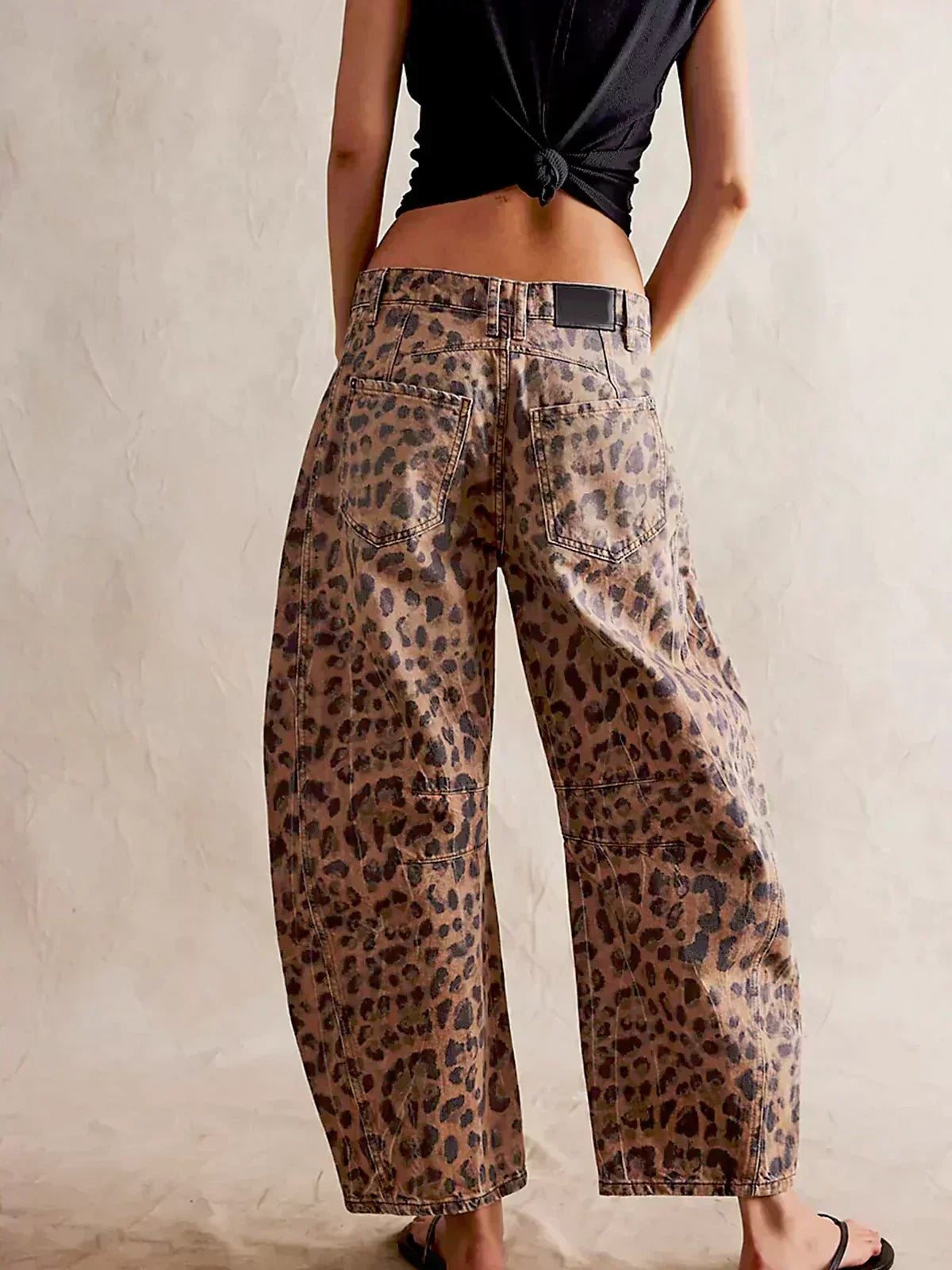 Women's Leopard Print Wide-Leg Jeans